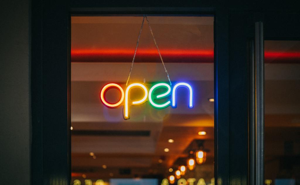 Photograph: Open sign in window
